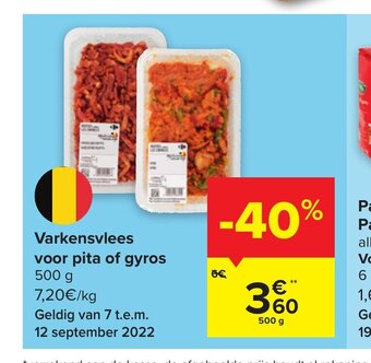 Carrefour Varkensvlees voor pita of gyros 500 g aanbieding