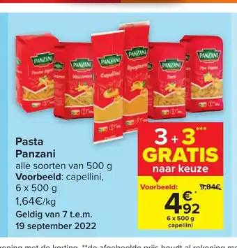 Carrefour Panzani Pasta capellini 6 x 500 g aanbieding