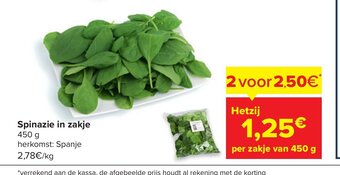 Carrefour Spinazie in zakje 450 g aanbieding