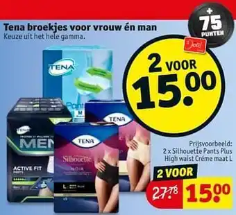 Kruidvat Tena broekjes voor vrouw én man silhouette pants plus high waist créme maat l aanbieding