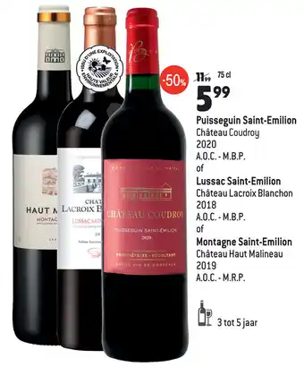 Louis Delhaize Puisseguin Saint-Emilion chateau coudroy 2020 75CL aanbieding