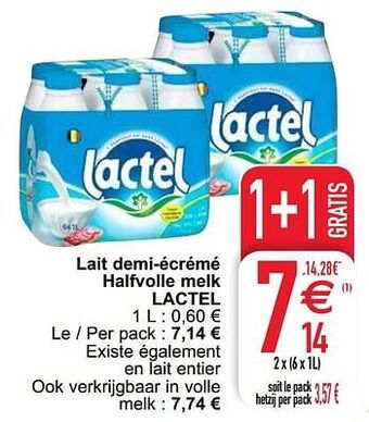 Cora Lait demi-écrémé halfvolle melk lactel aanbieding