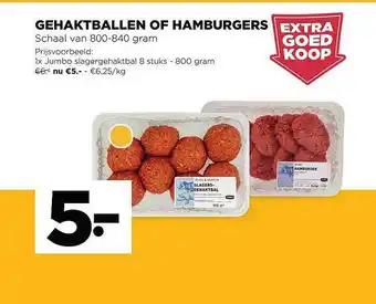 Jumbo Gehaktballen Of Hamburgers aanbieding