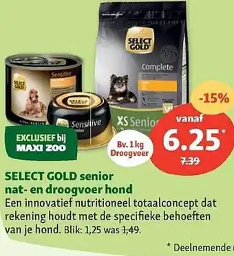 Maxi Zoo Select gold senior nat- en droogvoer hond aanbieding