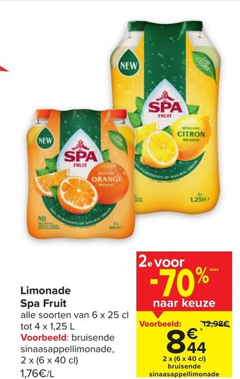 Carrefour Limonade spa fruit aanbieding