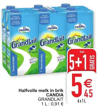 Cora Halfvolle melk in brik candia 1L aanbieding