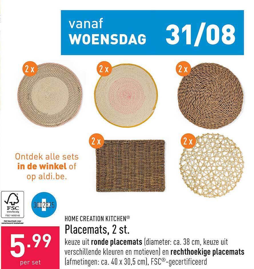 Placemats, 2 st promotie bij ALDI