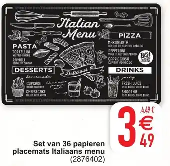 Cora Set van 36 papieren placemats italiaans menu aanbieding