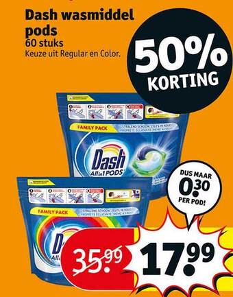 Kruidvat Dash wasmiddel pods aanbieding