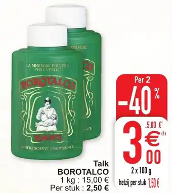 Cora Talk borotalco 100g aanbieding