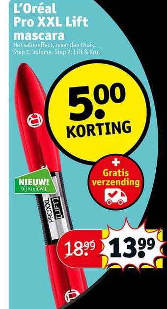 Kruidvat L'oréal pro xxl lift mascara aanbieding