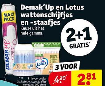 Kruidvat Demak'up en lotus wattenschijfjes en -staafjes aanbieding
