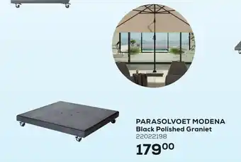 Parasolvoet modena black polished graniet