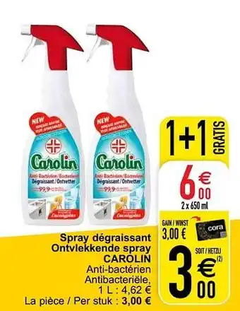 Cora Spray dégraissant ontvlekkende spray carolin 1L aanbieding