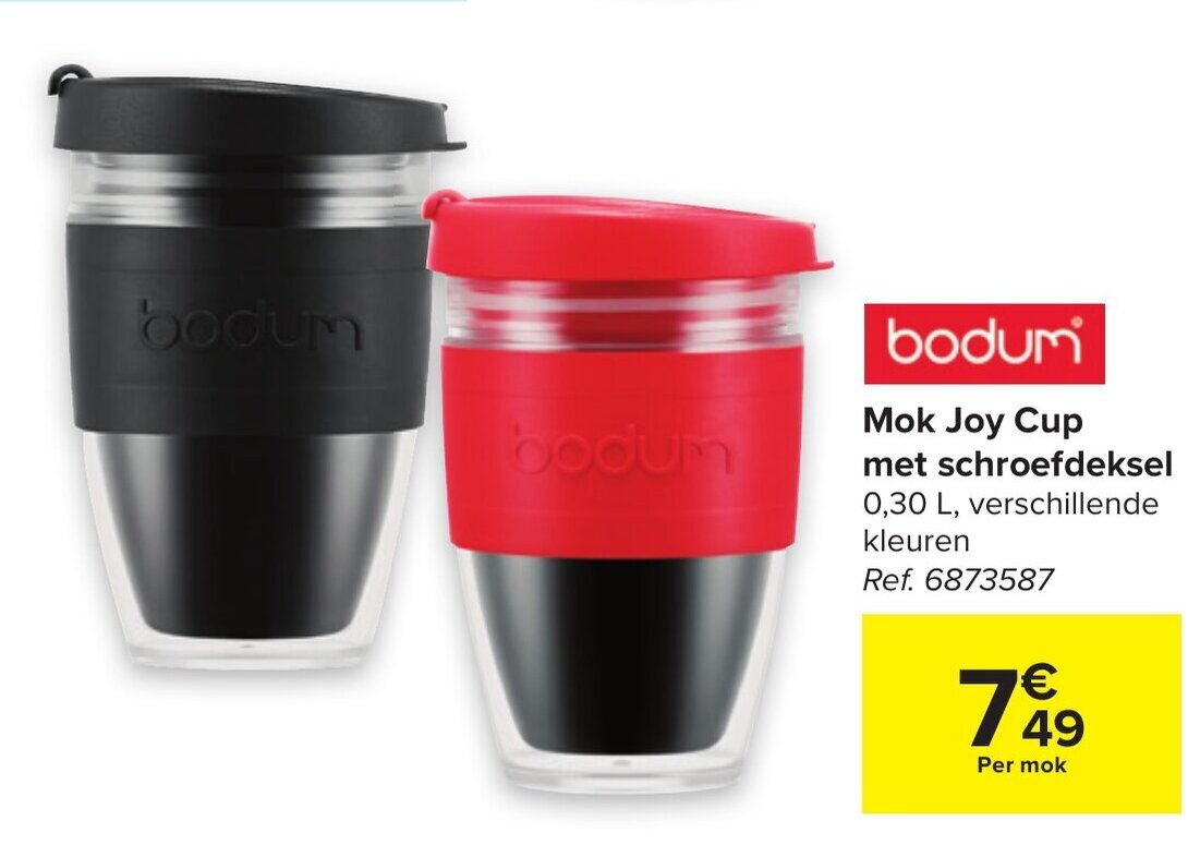 Bodum mok joy cup met schoefdeksel 0.30L REF. 6873587 promotie bij