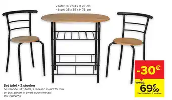 Carrefour Set tafel + 2 Stoelen REF. 6815252 aanbieding