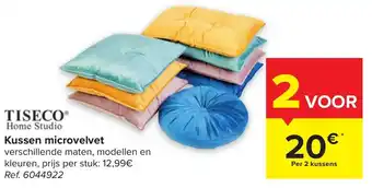 Carrefour Tiseco kussen microvelvet verschillende maten, modellen en kleuren per 2 kussens ref. 6044922 aanbieding