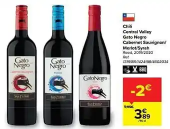 Chili central valley gato negro cabernet sauvignon- merlot-syrah rood
