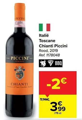 Carrefour Market Italië toscane chianti piccini rood aanbieding