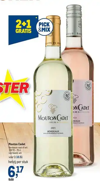 Makro Mouton cadet bordeaux rosé of wit 2+1 gratis aanbieding