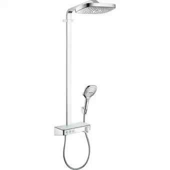 Sawiday Hansgrohe raindance select e300 showerpipe: met showertablet 300 opbouwkraan thermostatisch met handdouche 3jet en hoofddouch aanbieding