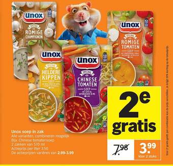 Albert Heijn Unox soep in zak aanbieding