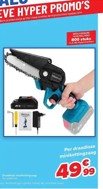 Carrefour Marece draadloze minikettingzaag aanbieding