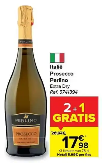 Carrefour Market Italië prosecco perlino extra dry 75cl aanbieding