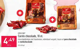 ALDI Carres chocolade, 10 st. 200g aanbieding
