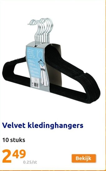 Action Velvet kledinghangers 10 stuks aanbieding