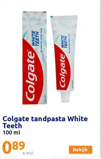 Action Colgate tandpasta white teeth 100ml aanbieding
