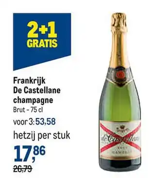 Makro Frankrijk de castellane champagne 2+1 gratis aanbieding