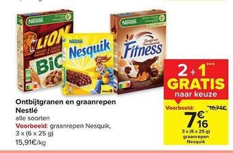 Carrefour Ontbijtgranen en graanrepen nestlé aanbieding