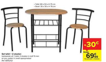Carrefour Set tafel + 2 stoelen aanbieding