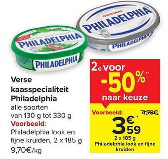 Carrefour Verse kaasspecialiteit philadelphia aanbieding