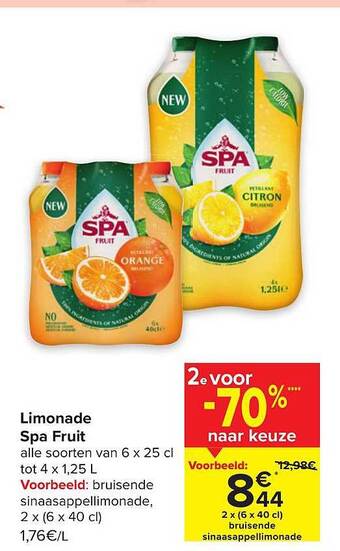 Carrefour Limonade spa fruit aanbieding
