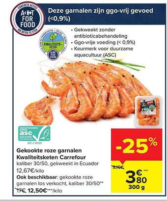 Carrefour Gekookte roze garnalen kwaliteitsketen carrefour aanbieding