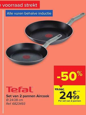 Carrefour Tefal set van 2 pannen aircook aanbieding