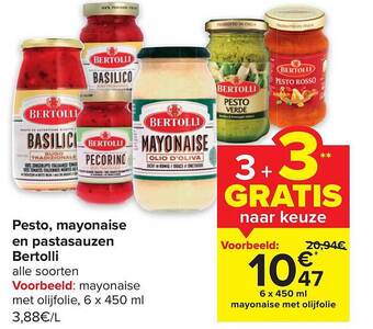 Pesto, mayonaise en pastasauzen bertolli