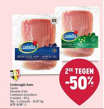 Delhaize Gedroogde ham ganda aanbieding