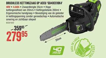 HandyHome Brushless kettingzaag op accu 'gd40cs18k4' aanbieding