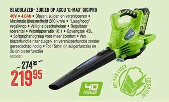 Bladblazer- zuiger op accu 'g-max' digipro