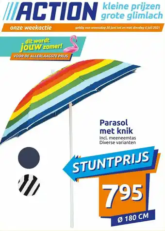 Action Parasol met knik 180 cm aanbieding