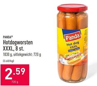 ALDI Hotdogworsten xxxl 720g aanbieding