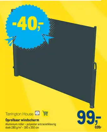 Makro Tarrington House oprolbaar windscherm 180x350CM aanbieding