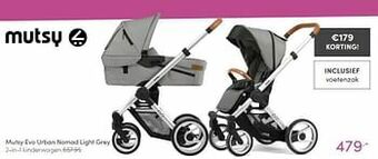 Baby & Tiener Mutsy evo urban nomad light grey 2-in-1 kinderwagen aanbieding