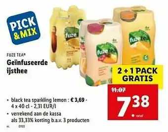 Geïnfuseerde ijsthee black tea sparkling lemon