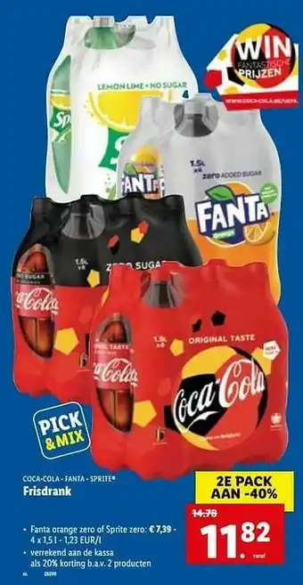 Lidl Frisdrank fanta orange zero of sprite zero aanbieding