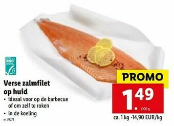 Lidl Verse zalmfilet op huid aanbieding