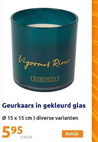 Action Geurkaars in gekleurd glas aanbieding